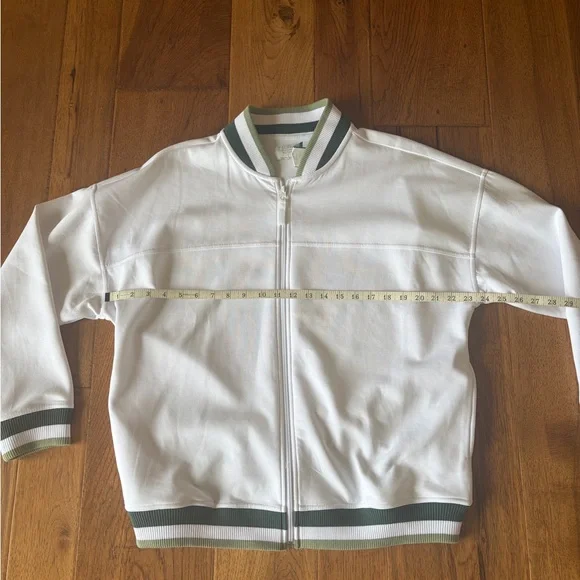 ZSupply White Bomber Jacket with Green Trim - Picture 4 of 6